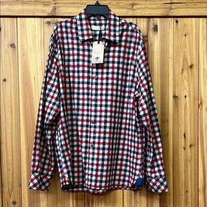 Casual Red and Blue Plaid Button Down Shirt